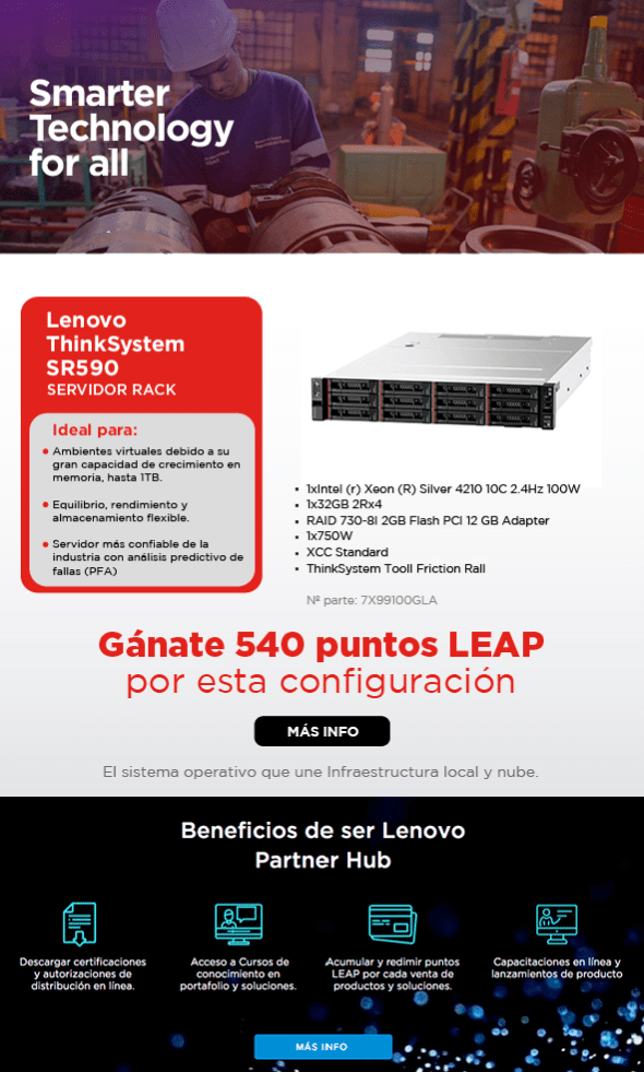 Adquiere 540 puntos LEAP con ThinkSystem SR590